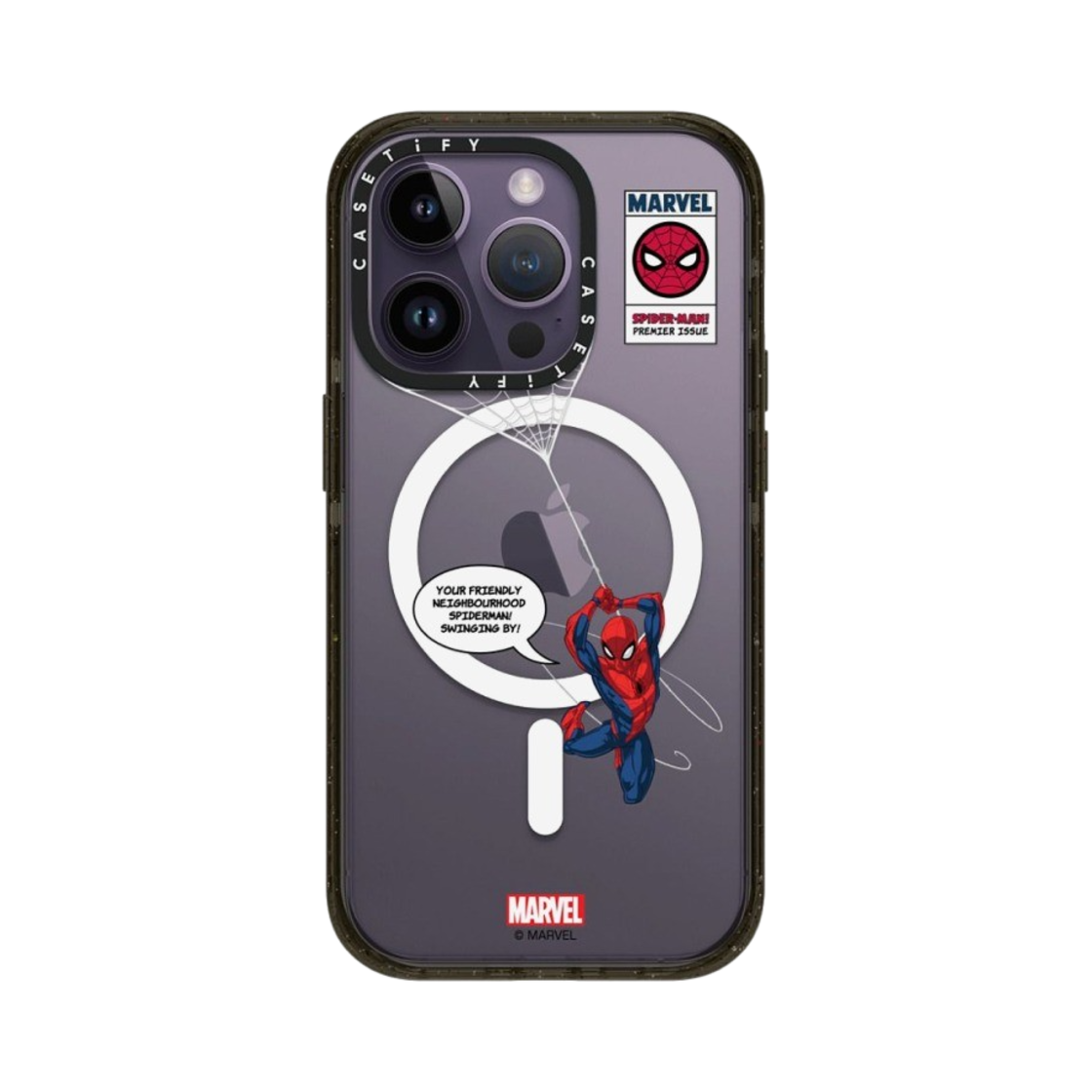 케이스티파이 x 마블 아이폰 스파이더맨 스윙 맥세이프 임팩트 케이스 클리어 블랙(Casetify x Marvel iPhone Spider-Man Swinging Magsafe Impact Case Clear Black) - 2