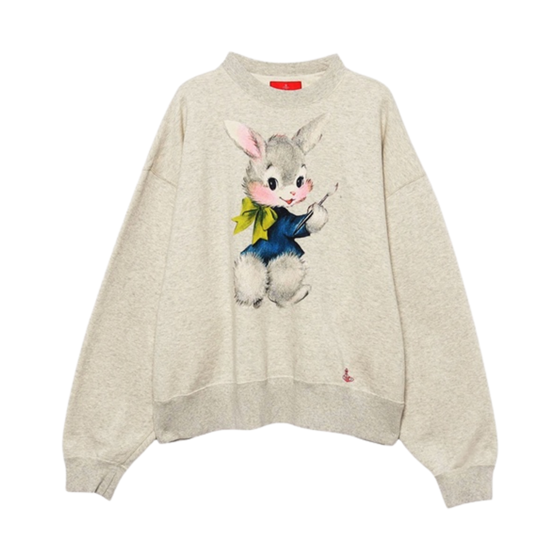 1612341002 Vivienne Westwood Organic Fleece Painting Bunny Crew Neck Top Light Gray - 대표 이미지 #1