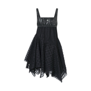 Coyseio Square Neck Lace Dress Black