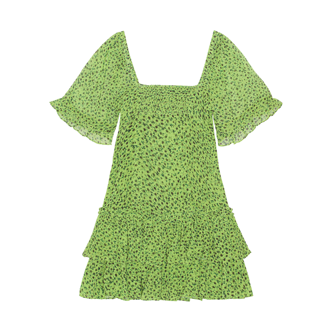 (W) 가니 시폰 미니 드레스 텐더 슛((W) Ganni Chiffon Mini Dress Tender Shoots) - 2