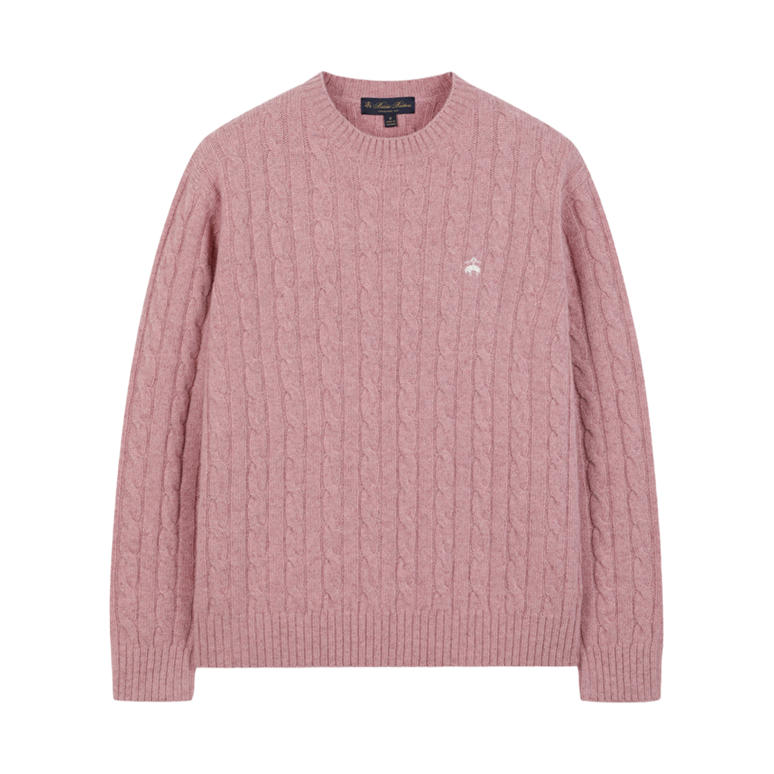 BBWRMB1012CEF Brooks Brothers Shetland Cable Logo Sweater Pink
