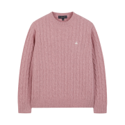 Brooks Brothers Shetland Cable Logo Sweater Pink