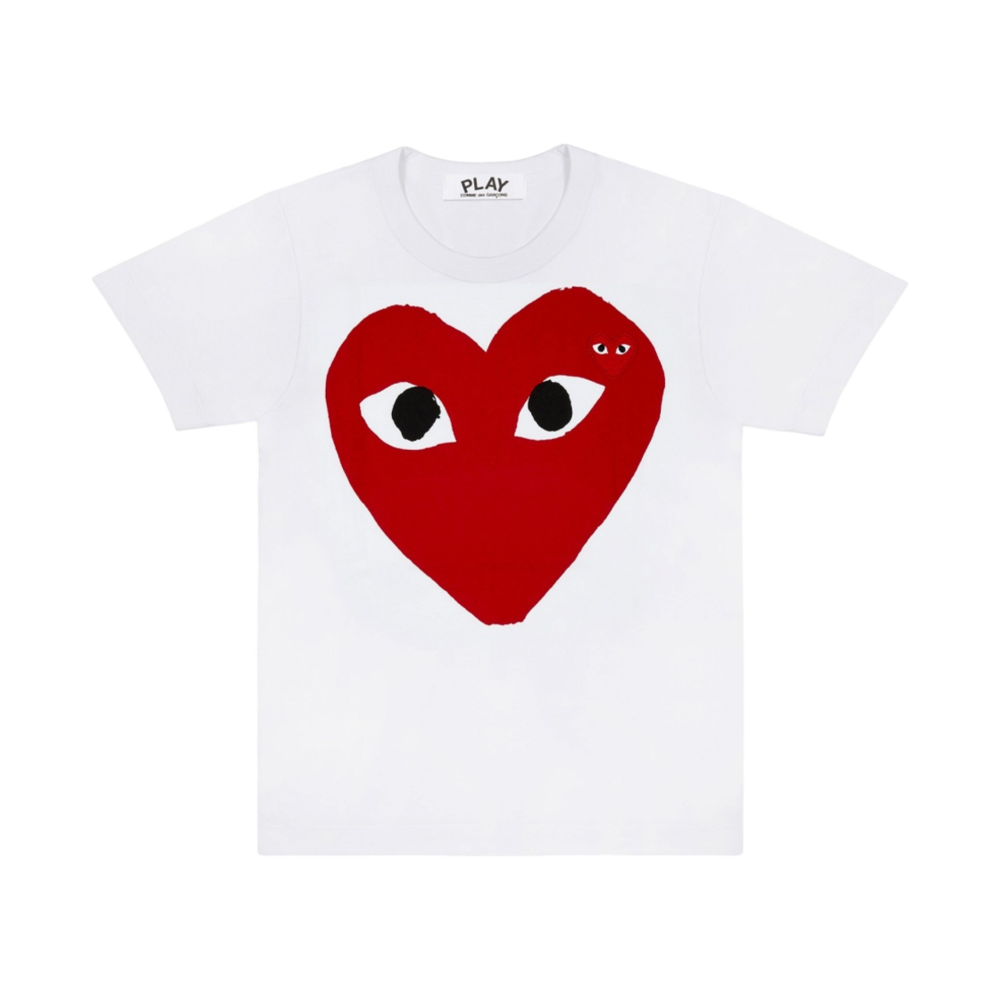 (W) 플레이 꼼데가르송 레드 더블 하트 티셔츠 화이트((W) Play Comme des Garcons Red Double Heart T-Shirt White)