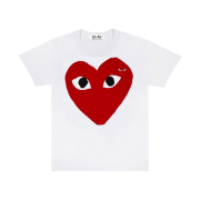 (W) Play Comme des Garcons Red Double Heart T-Shirt White