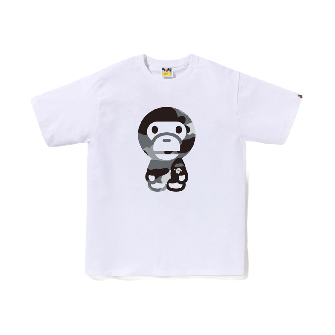 베이프 자이언트 퍼스트 카모 빅 베이비 마일로 티셔츠 화이트 그레이(BAPE Giant 1st Camo Big Baby Milo T-Shirt White Gray)