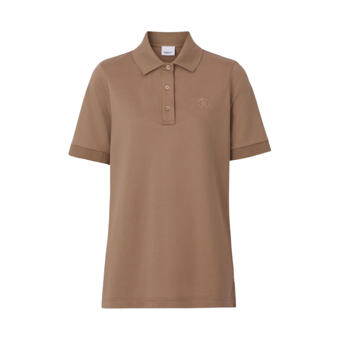 (W) 버버리 모노그램 자수 폴로 셔츠 브라운((W) Burberry Monogram Embroidered Polo Shirt Brown) - 1