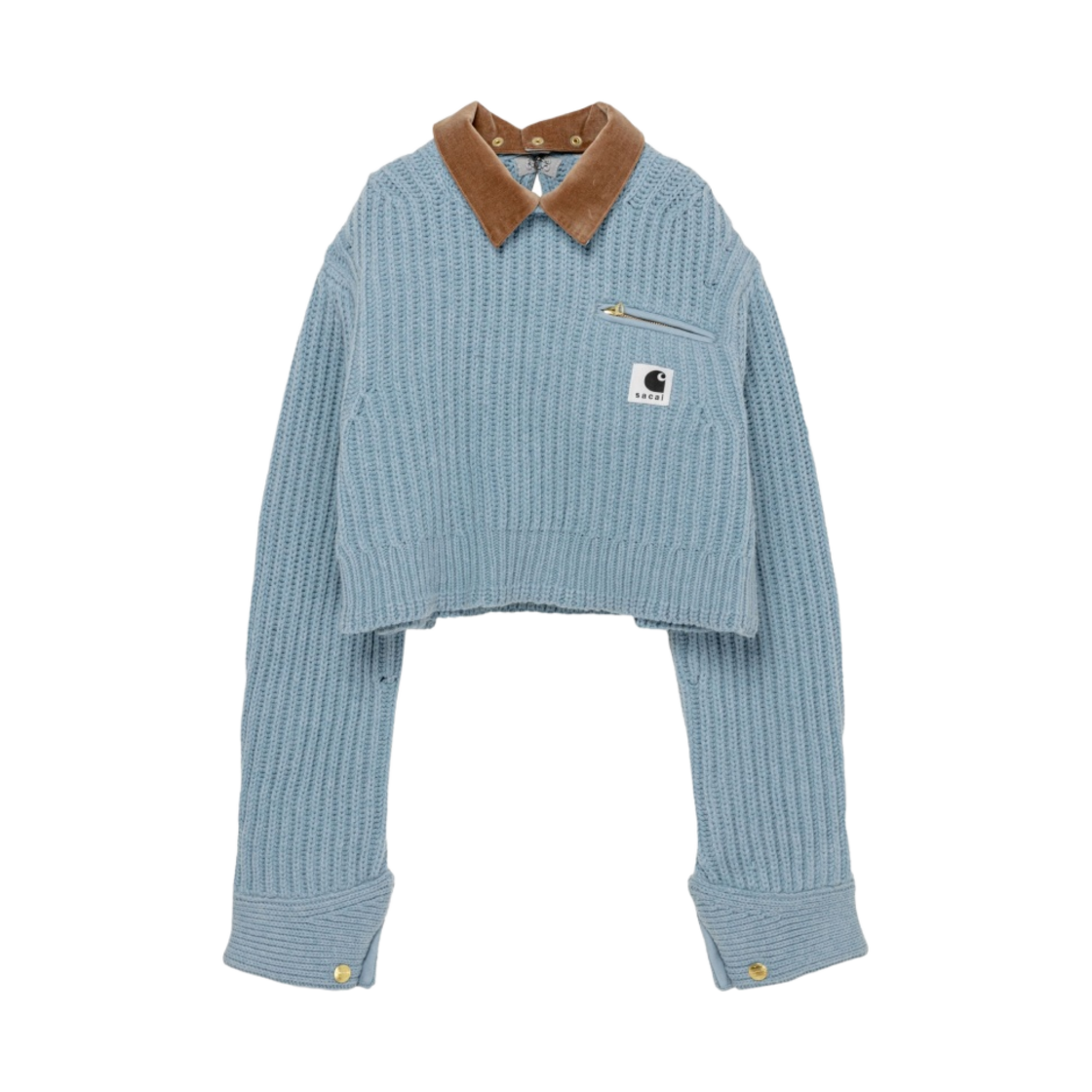 23-06743-451 (W) Sacai x Carhartt WIP Knit Pullover Detroit Light Blue