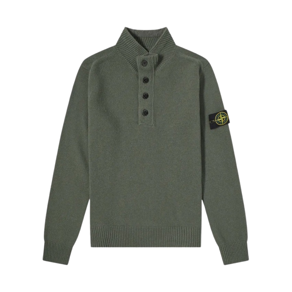 스톤 아일랜드 540A3 하이 넥 하프 버튼 램스울 니트 올리브 - 21FW(Stone Island 540A3 High Neck Half Button Lambswool Knit Olive - 21FW) - 1