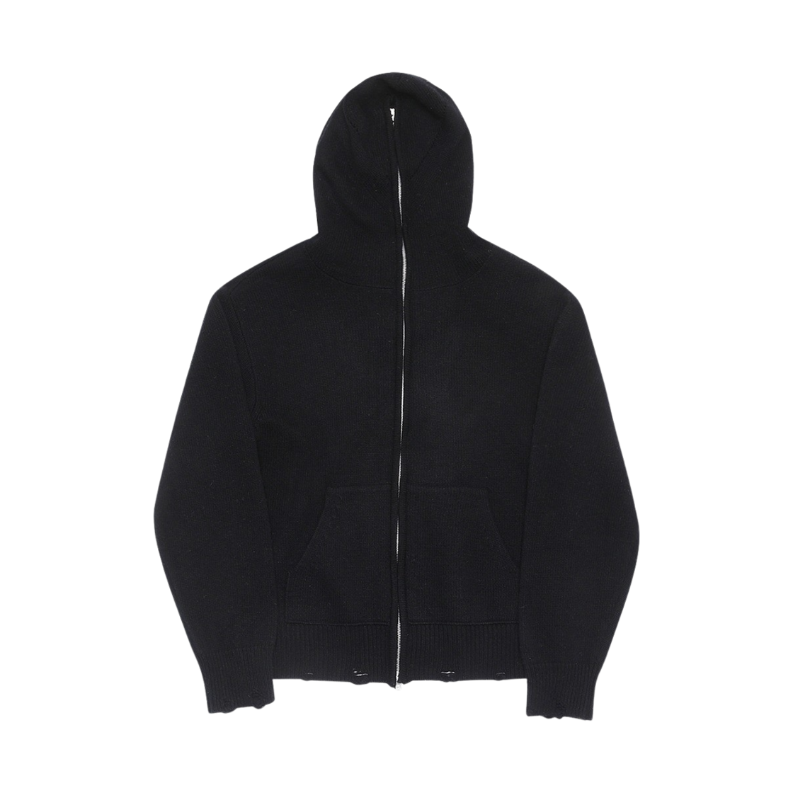 알렌느 풀 집업 니트 후드 블랙