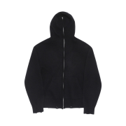 Haleine Full Zipup Knit Hoodie Black