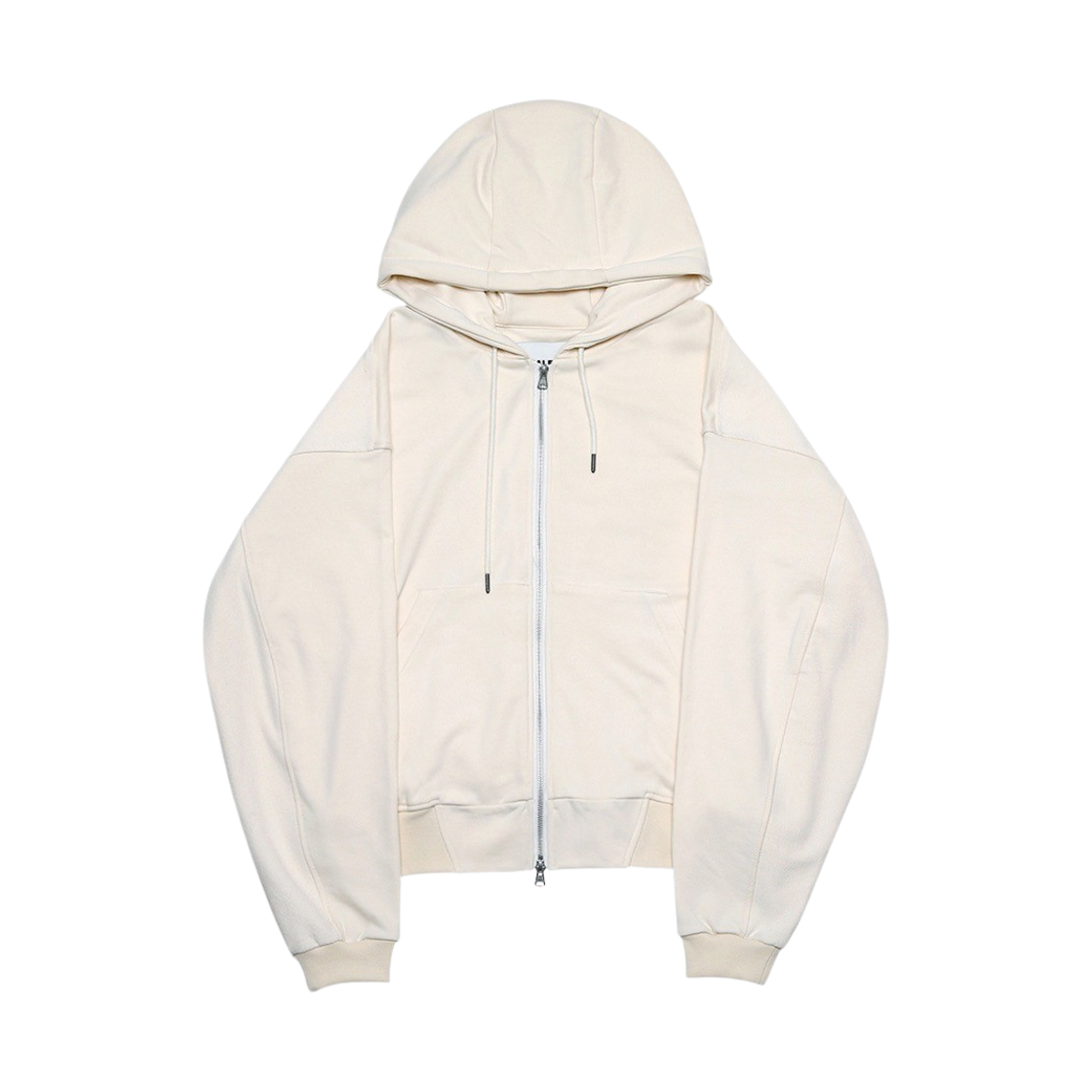 알렌느 믹스드 패브릭 스웨트 집업 후드 크림