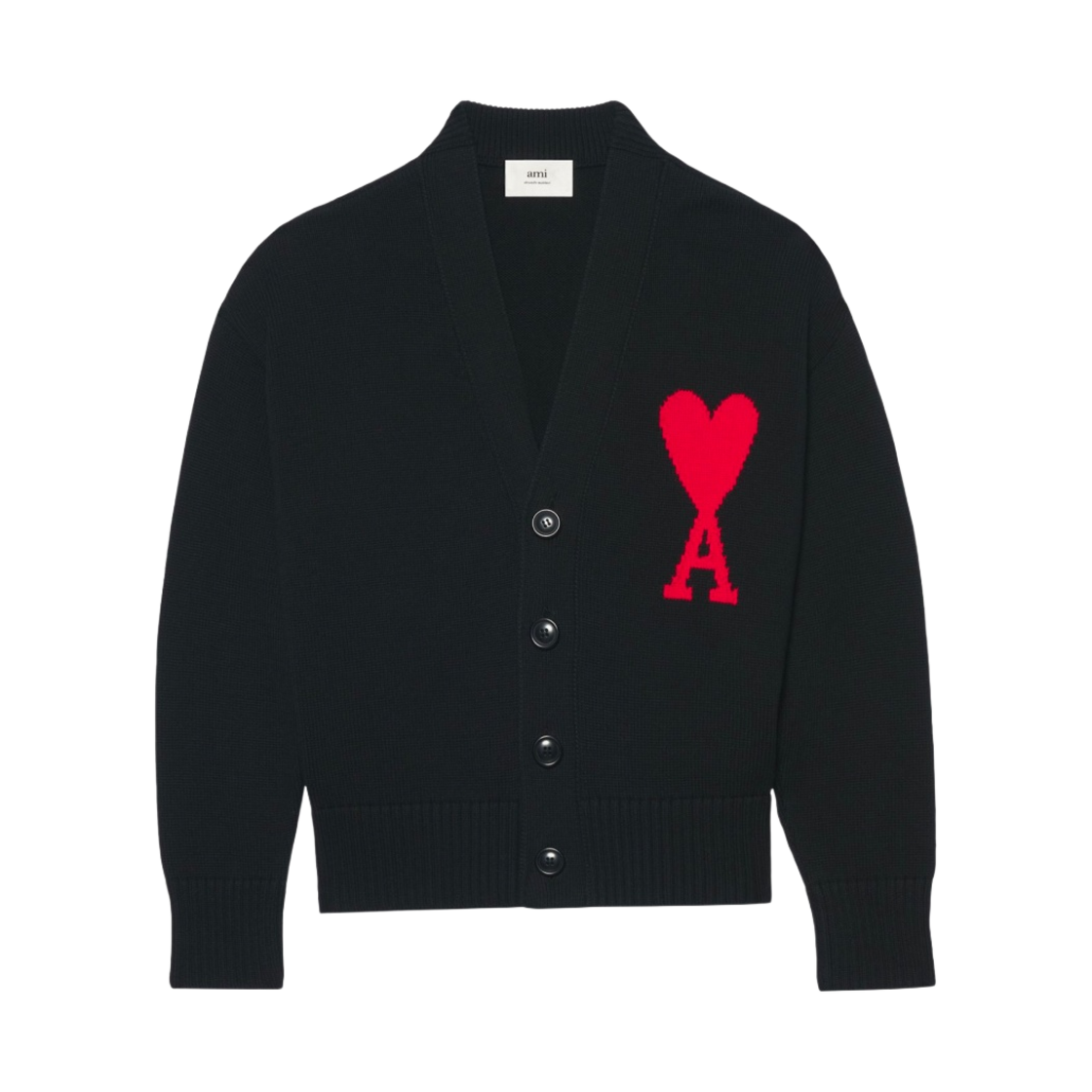 아미 빅 하트 로고 오버사이즈 가디건 블랙 - 22SS