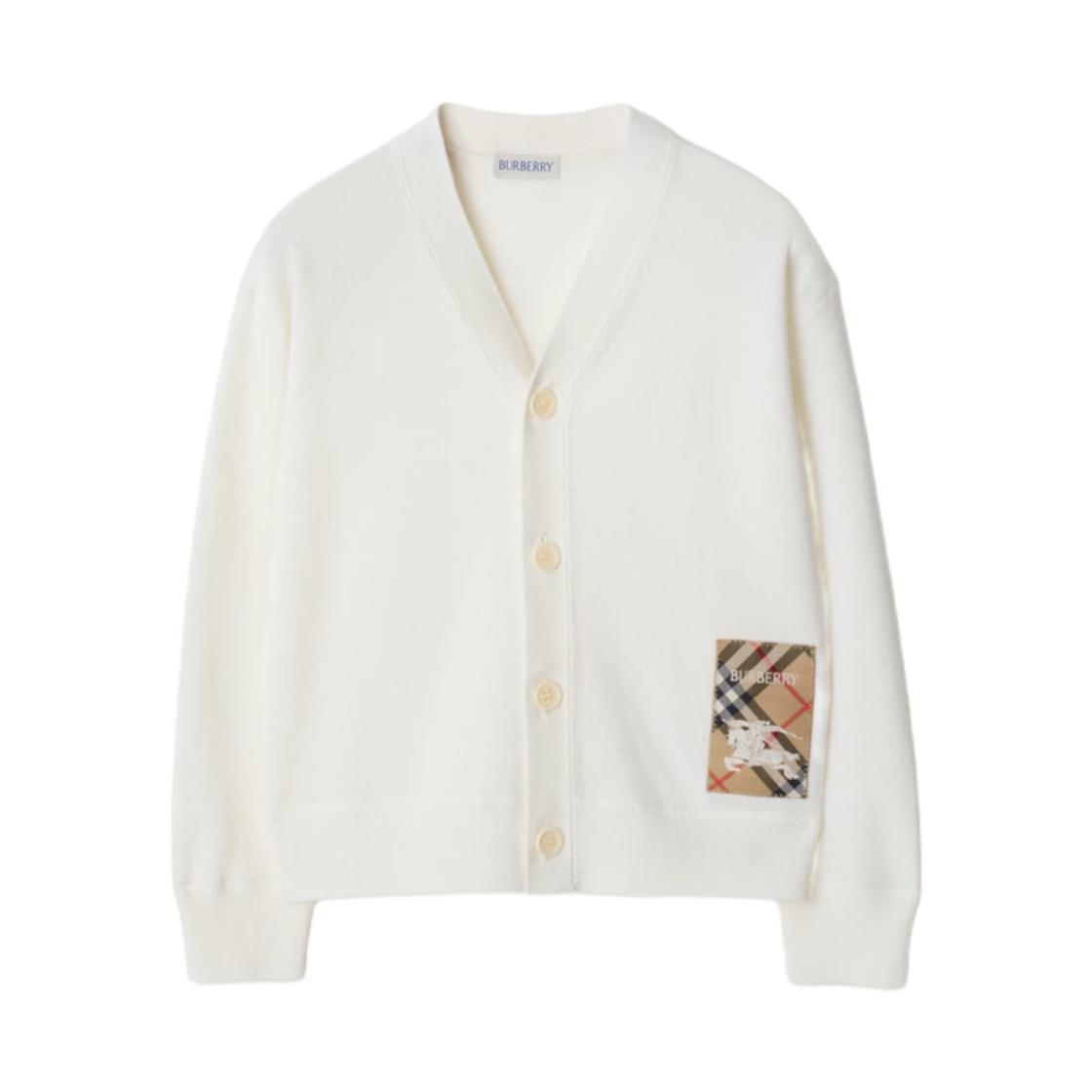 (키즈) 버버리 체크 라벨 울 가디건 아이보리((Kids) Burberry Check Label Wool Cardigan Ivory) - 1