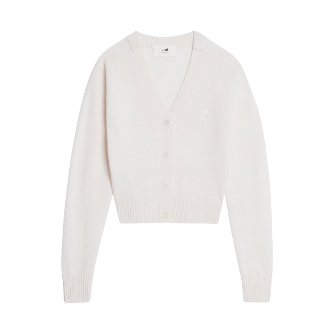 (W) 아미 토날 하트 로고 가디건 내츄럴 화이트((W) AMI Tonal de Coeur Cardigan Natural White) - 1