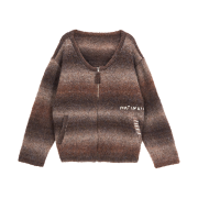 (W) Matin Kim Gradation Knit Zip Up Cardigan Brown
