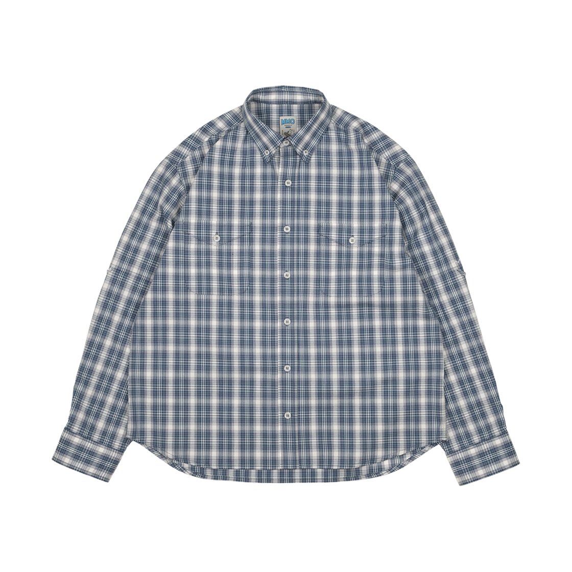 A-030 mmogarden mmo Roll-up Check Shirt Blue
