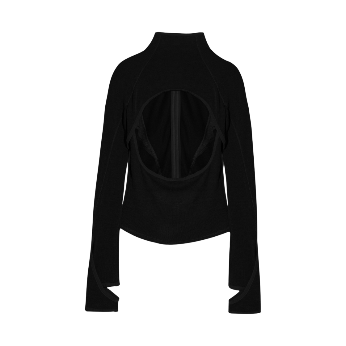 (W) 혜인 서 슬래쉬 집 탑 블랙((W) Hyein Seo Slashed Zip Top Black) - 2