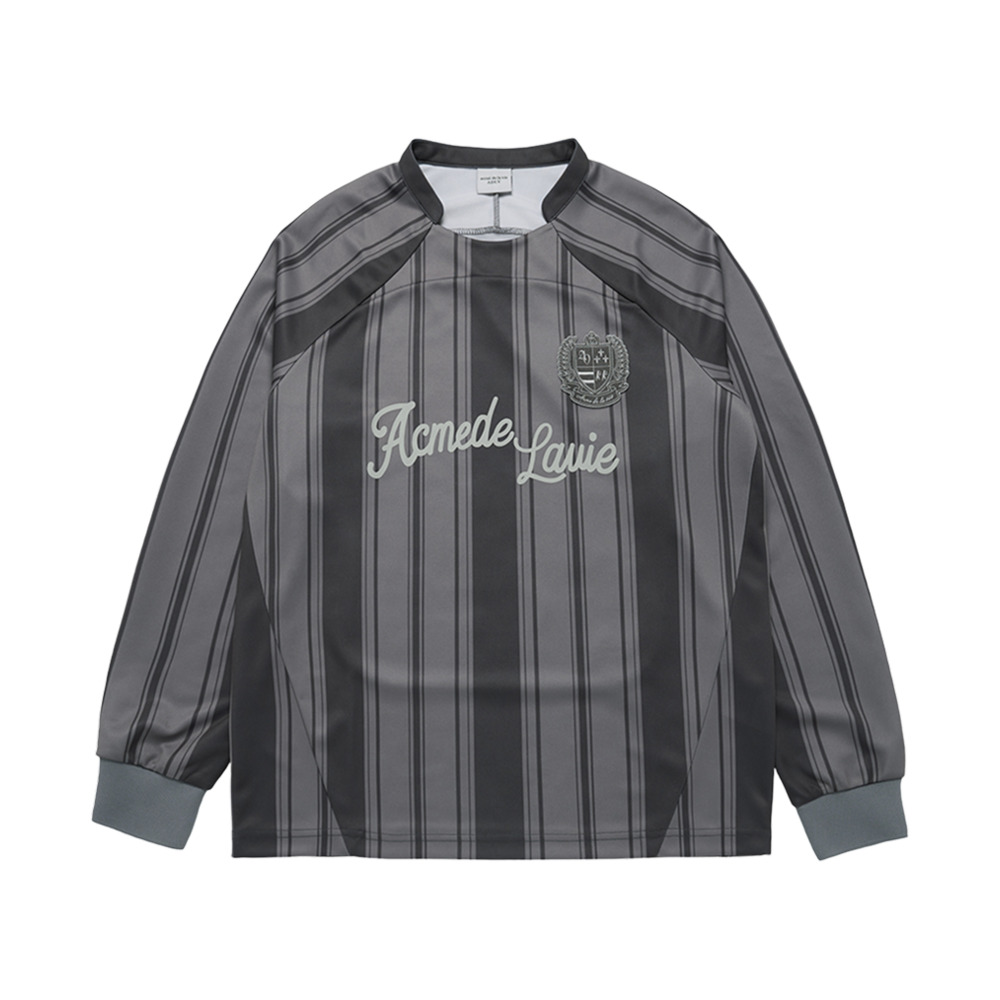 25SS-TP-LS-LG-SPJ-LPK-1 ACME DE LA VIE Stripe Football Jersey Long Sleeve T-Shirt .Black