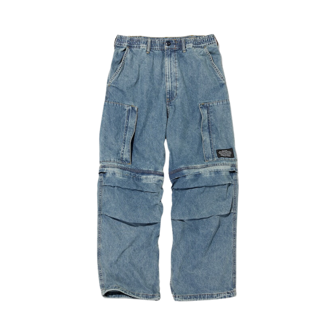 352707-63 GU x Undercover Denim Convertible Wide Cargo Pants Blue - JP