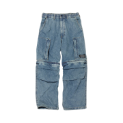 GU x Undercover Denim Convertible Wide Cargo Pants Blue - JP