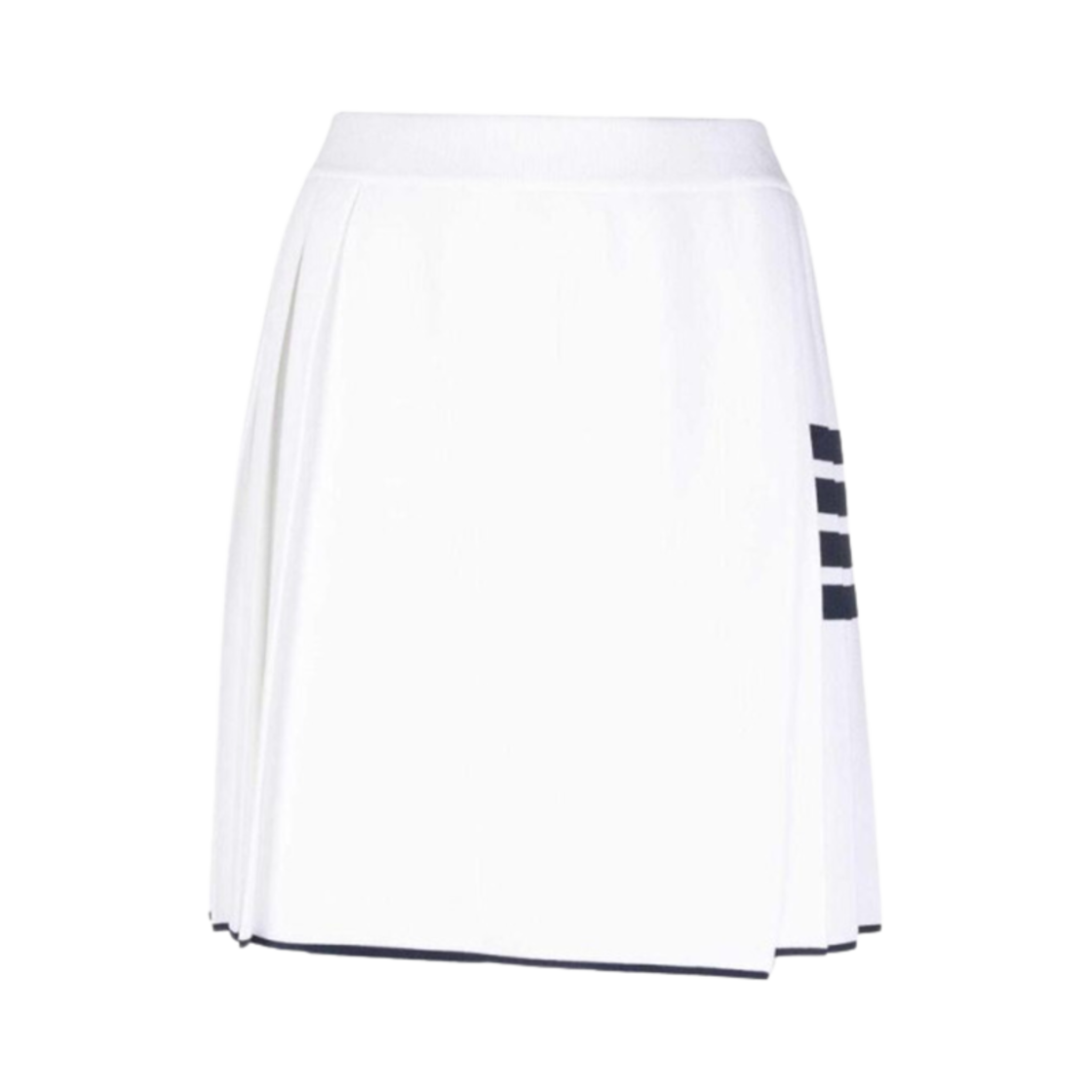 (W) 톰브라운 비스코스 사선 플리츠 미니 랩 스커트 화이트((W) Thom Browne Viscose 4-Bar Pleated Mini Wrap Skirt White) - 1