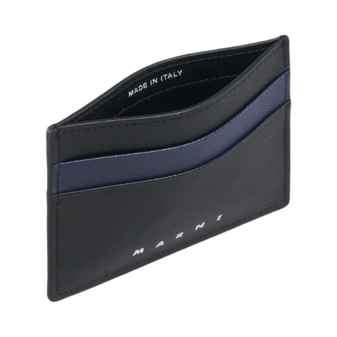 마르니 사피아노 레더 카드 케이스 블랙 블루블랙(Marni Saffiano Leather Card Case Black Blublack) - 2
