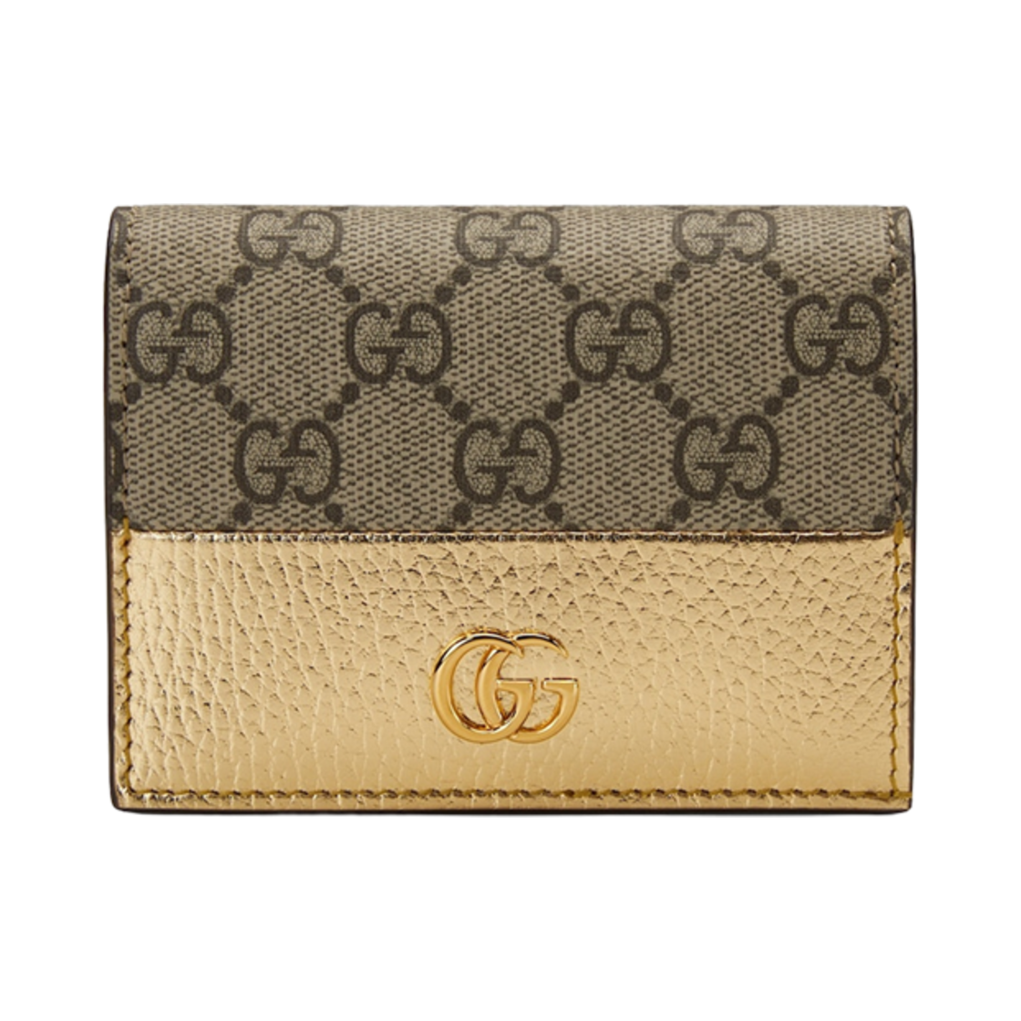 구찌 GG 마몽 카드 케이스 지갑 GG 슈프림 골드 레더 | Gucci