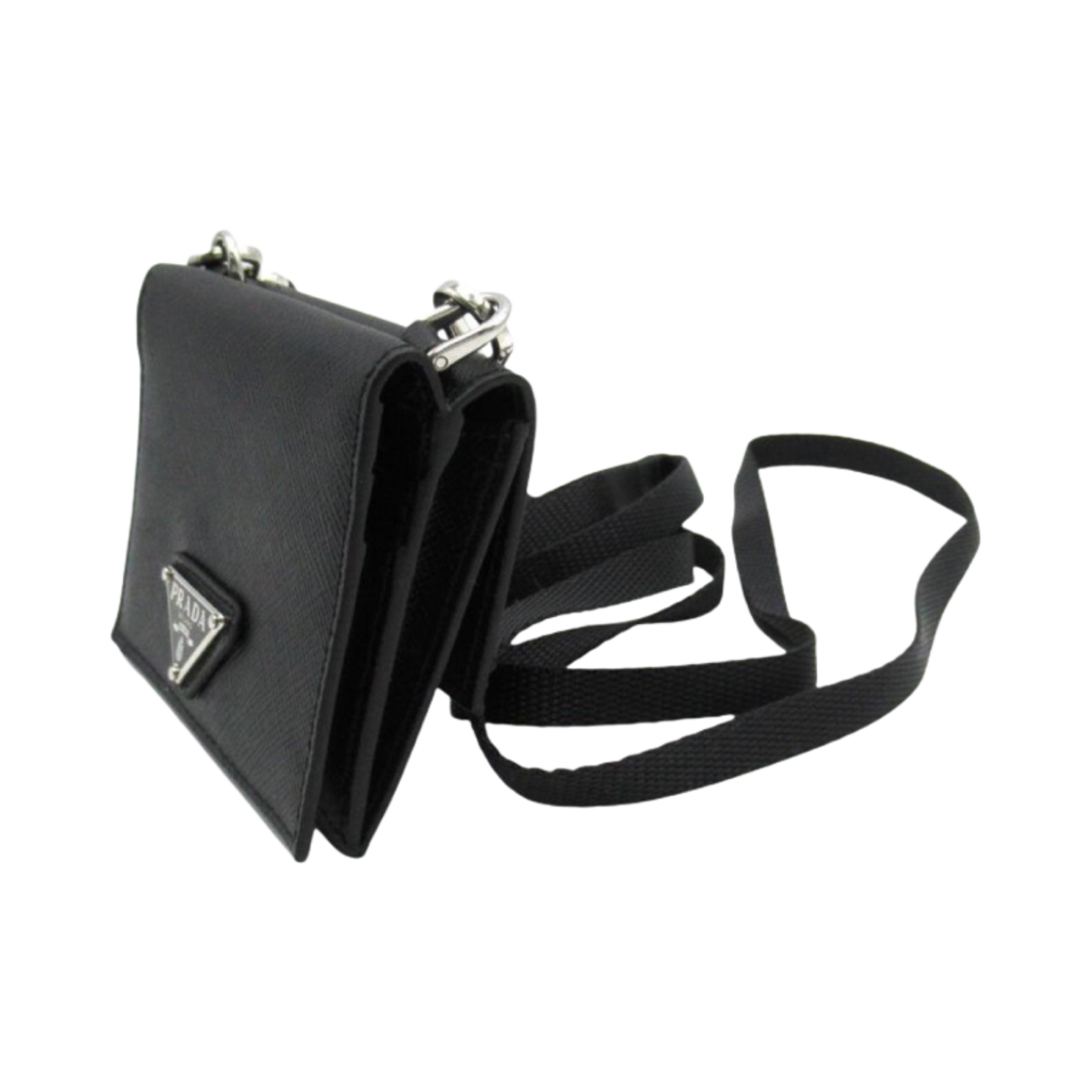 프라다 사피아노 레더 카드 홀더 블랙(Prada Saffiano Leather Triangle Logo Card Holder Black) - 2