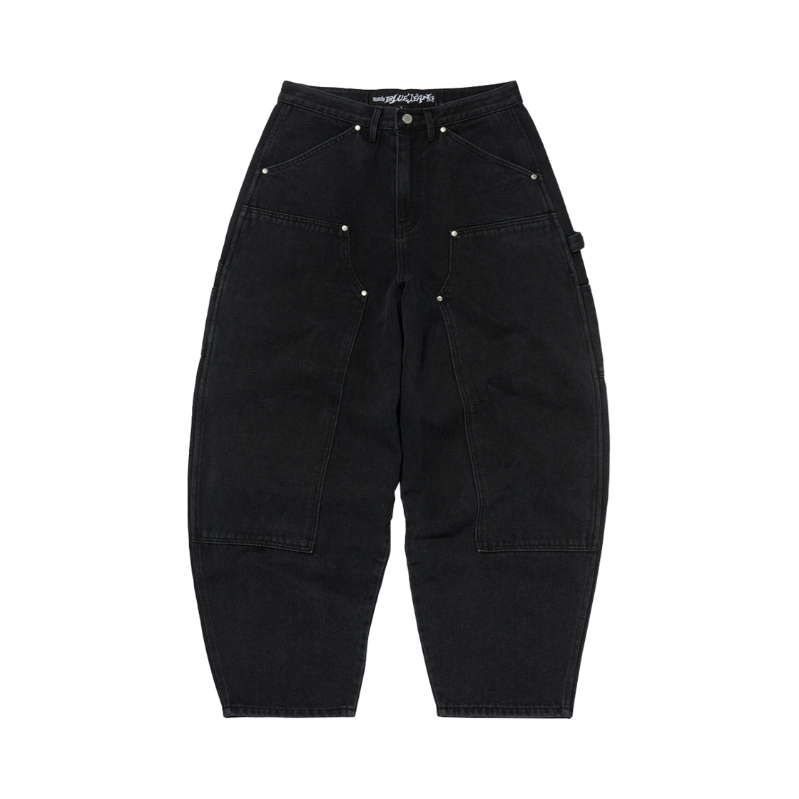 스웨이드 커브드 더블니 팬츠 블랙(Suade Curved Double Knee Pants Black)