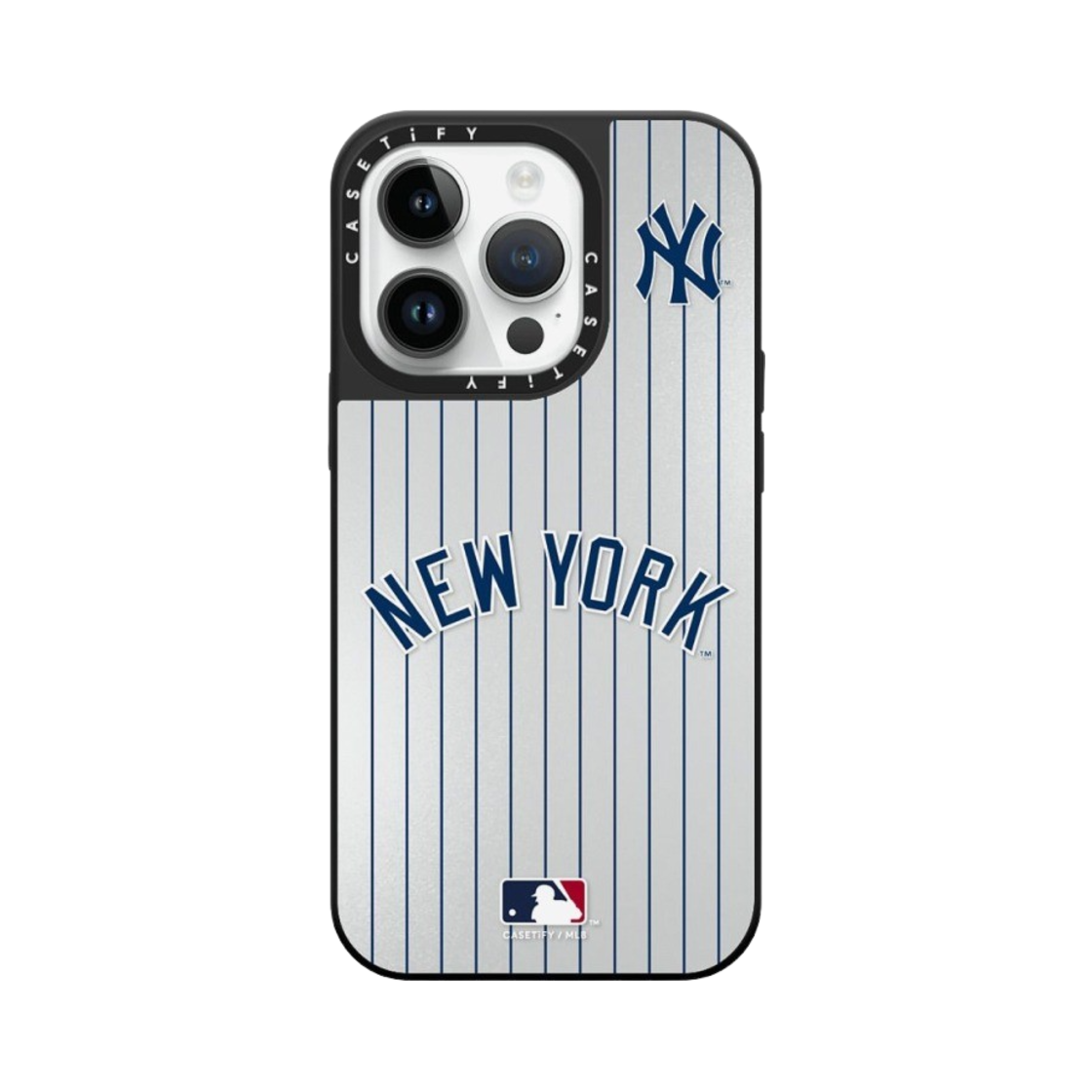케이스티파이 x MLB 아이폰 뉴욕 양키스 저지 맥세이프 미러 케이스 실버 미러 블랙(Casetify x MLB iPhone New York Yankees Jersey MagSafe Mirror Case Silver Mirror Black) - 1