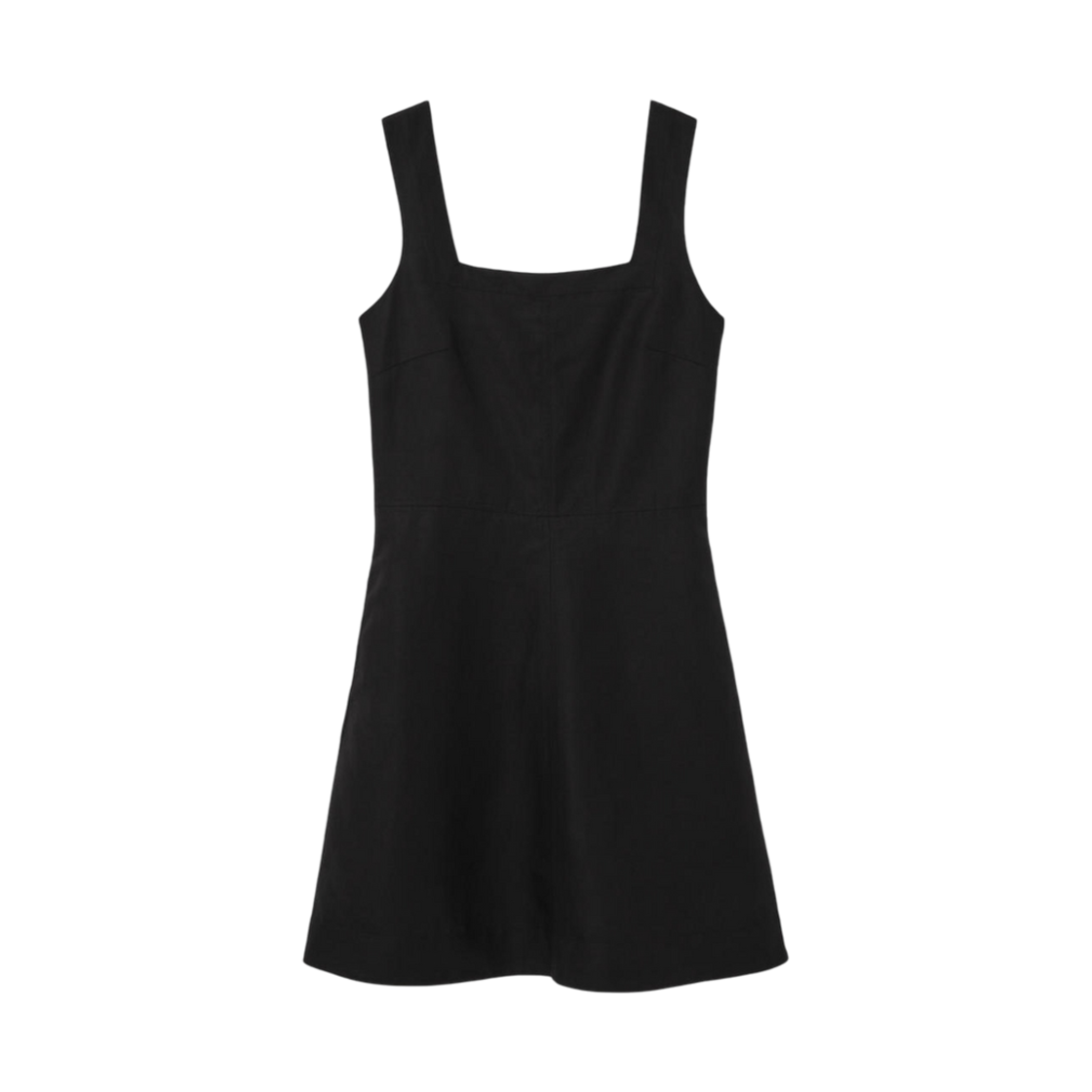 (W) 코스 스퀘어 넥 미니 피나포어 드레스 블랙((W) COS Square Neck Mini Pinafore Dress Black)