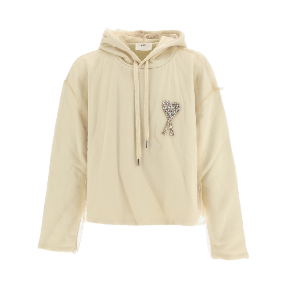 아미 빅 하트 로고 자수 후드 샴페인 아이보리(AMI de Coeur Embroidery Hoodie Champagne Ivory) - 1