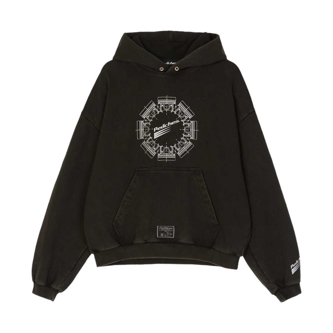 피치스 엔진 로고 후디 블랙(Peaches Engine Logo Hoodie Black)