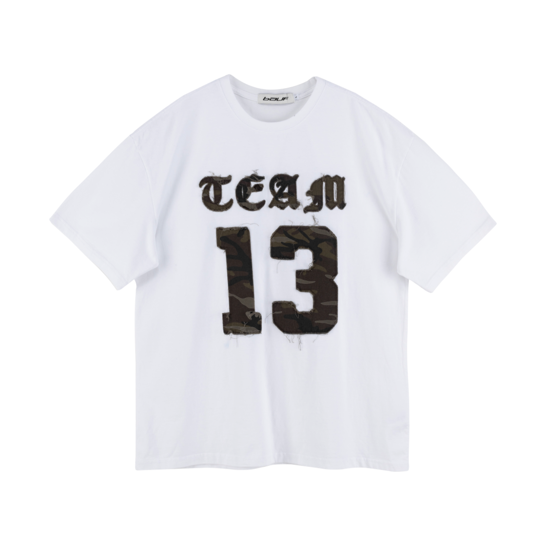 BFT-24SS-U-WHT-026 BAUF Numbering Camo Short Sleeve T-shirt White - 대표 이미지 #1