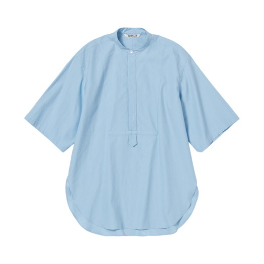 (W) Auralee Washed Finx Twill Half Sleeved P/O Shirt Sax Blue