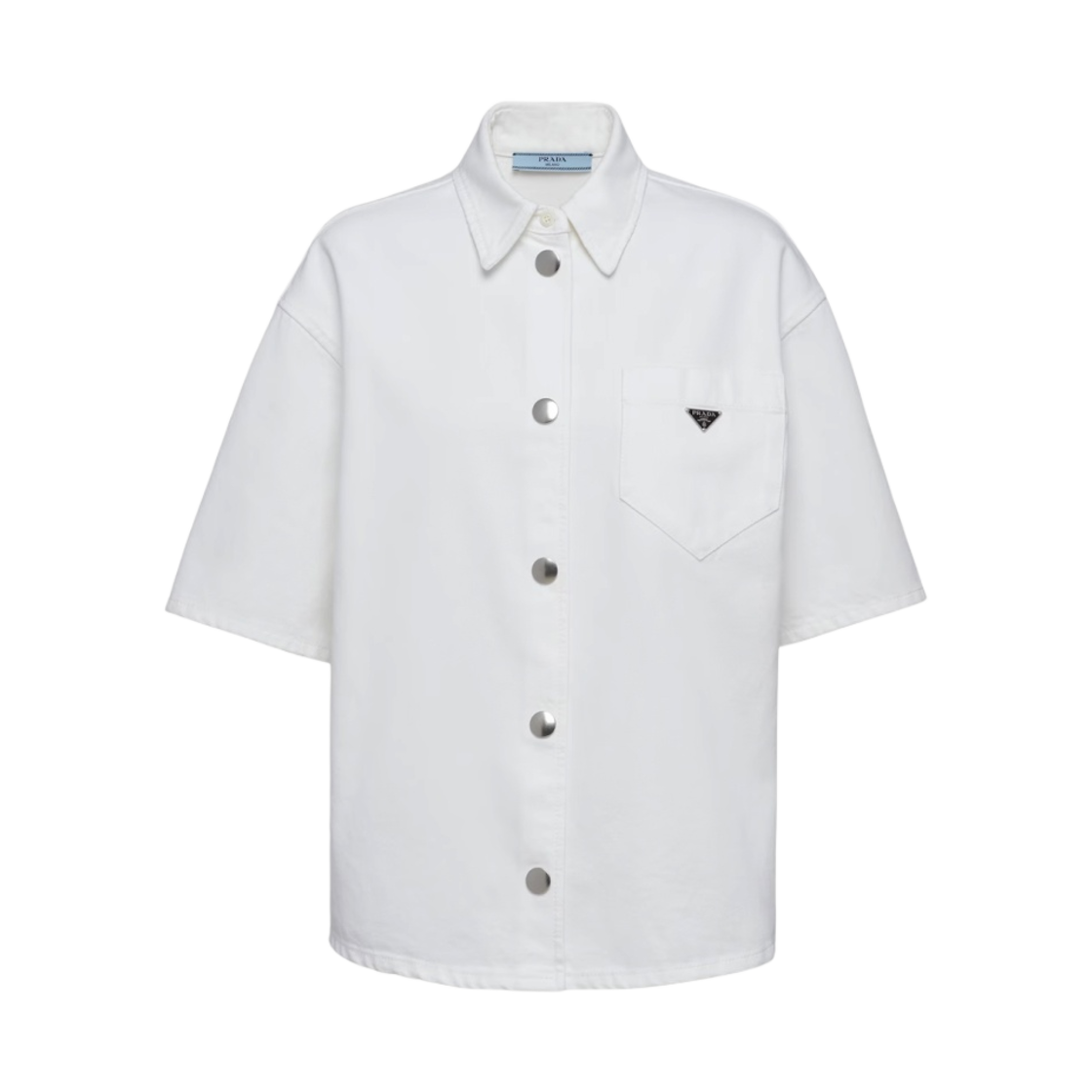 (W) 프라다 불 데님 셔츠 화이트((W) Prada Bull Denim Shirt White) - 1