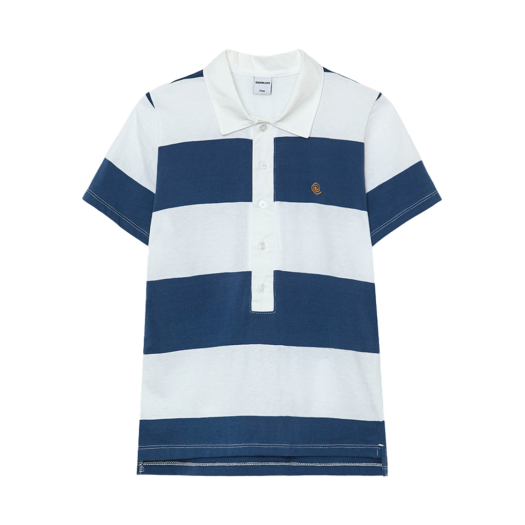 253BSPTOP007 Enzoblues Bold Striped Pique Shirt Blue