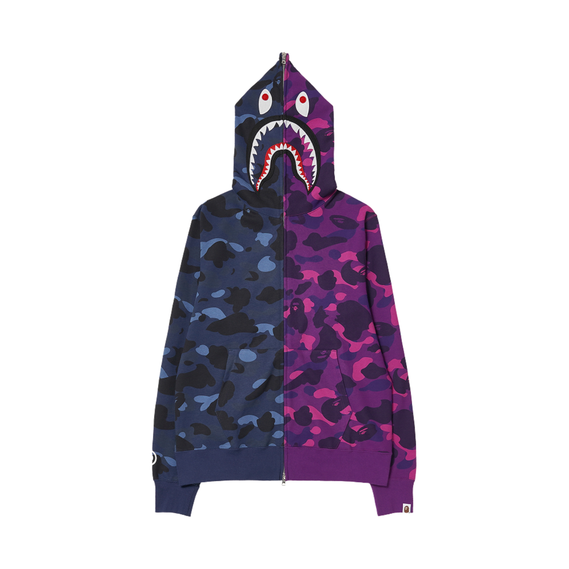 베이프 컬러 카모 세퍼레이트 샤크 풀 집 후드 네이비 퍼플(BAPE Color Camo Separate Shark Full Zip Hoodie Navy Puple)