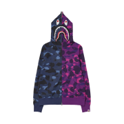 BAPE Color Camo Separate Shark Full Zip Hoodie Navy Puple