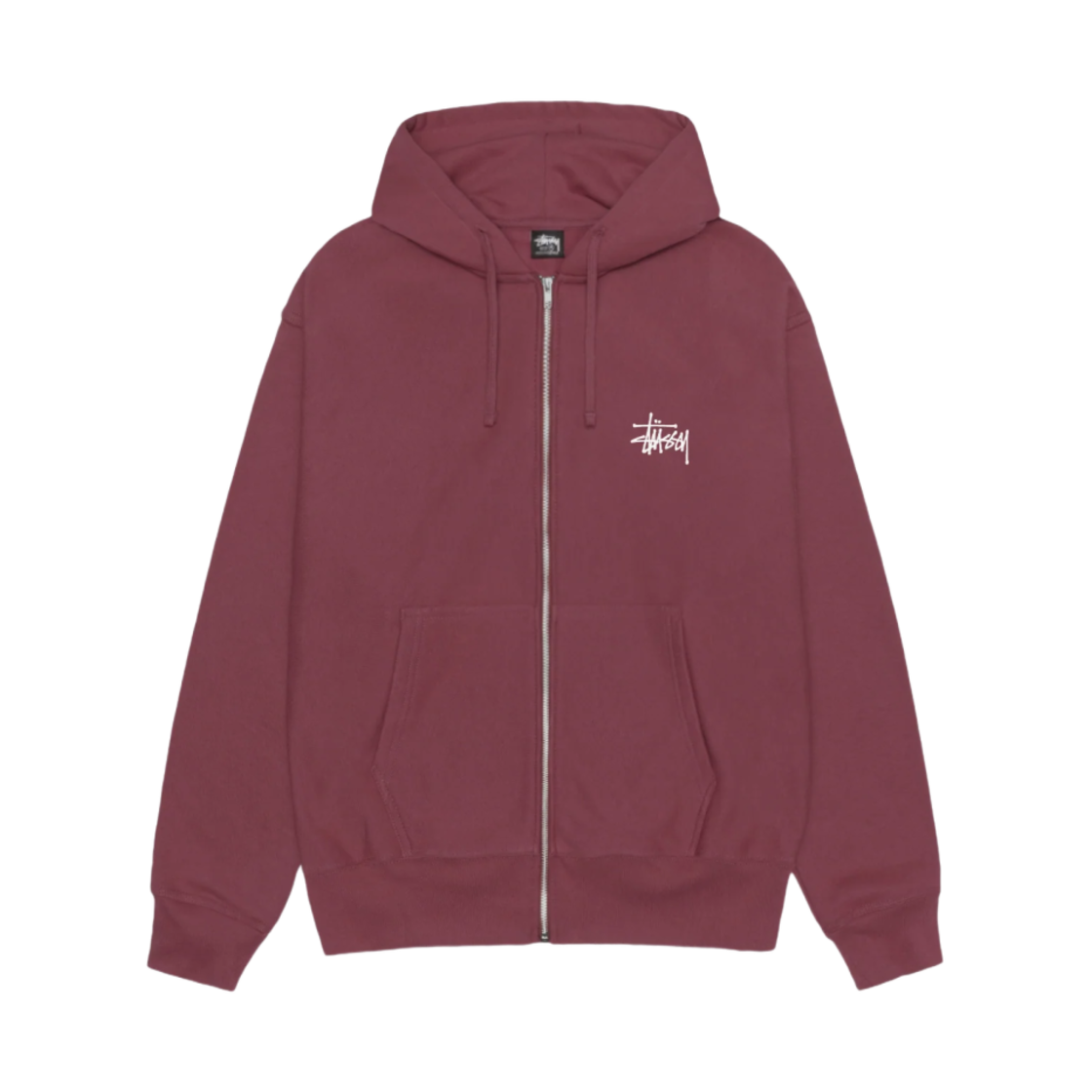 스투시 베이직 스투시 집 후드 옥스블러드 2024(Stussy Basic Stussy Zip Hoodie Oxblood 2024)