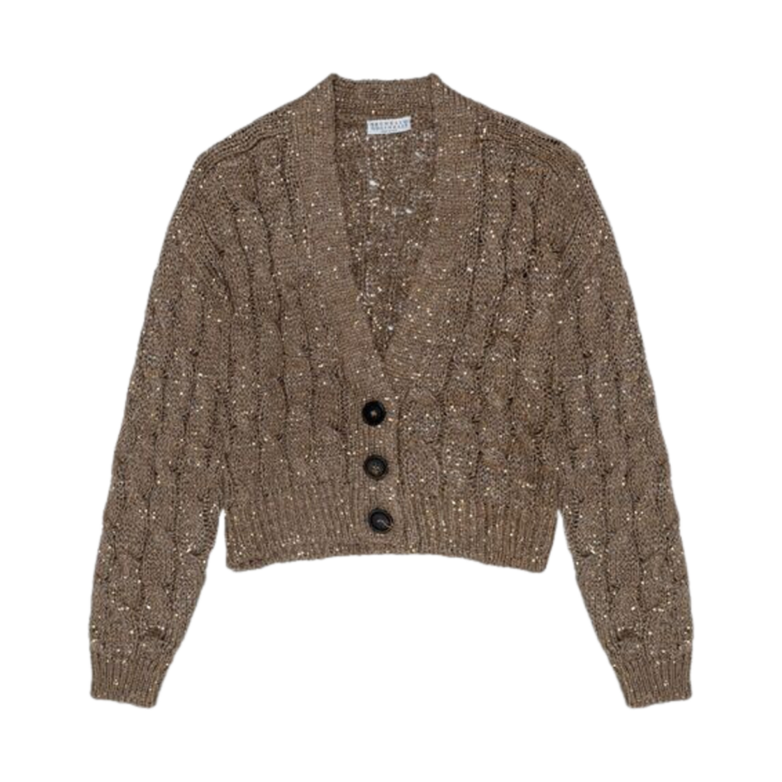 MEA358606P-CBI76 (W) Brunello Cucinelli Cable Knit Cardigan Brown