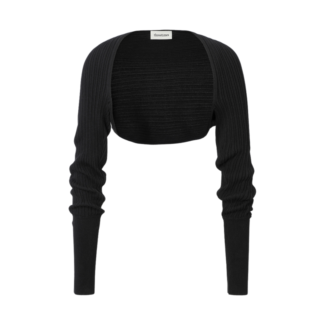 (W) 쓰리타임즈 골지 코튼 볼레로 블랙((W) Threetimes Golgi Cotton Bolero Black)