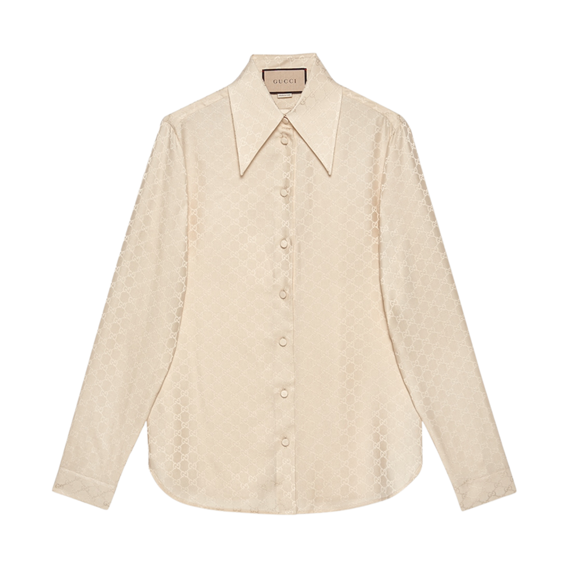 720539-ZAISQ-9205 (W) Gucci GG Silk Crepe Shirt Ivory