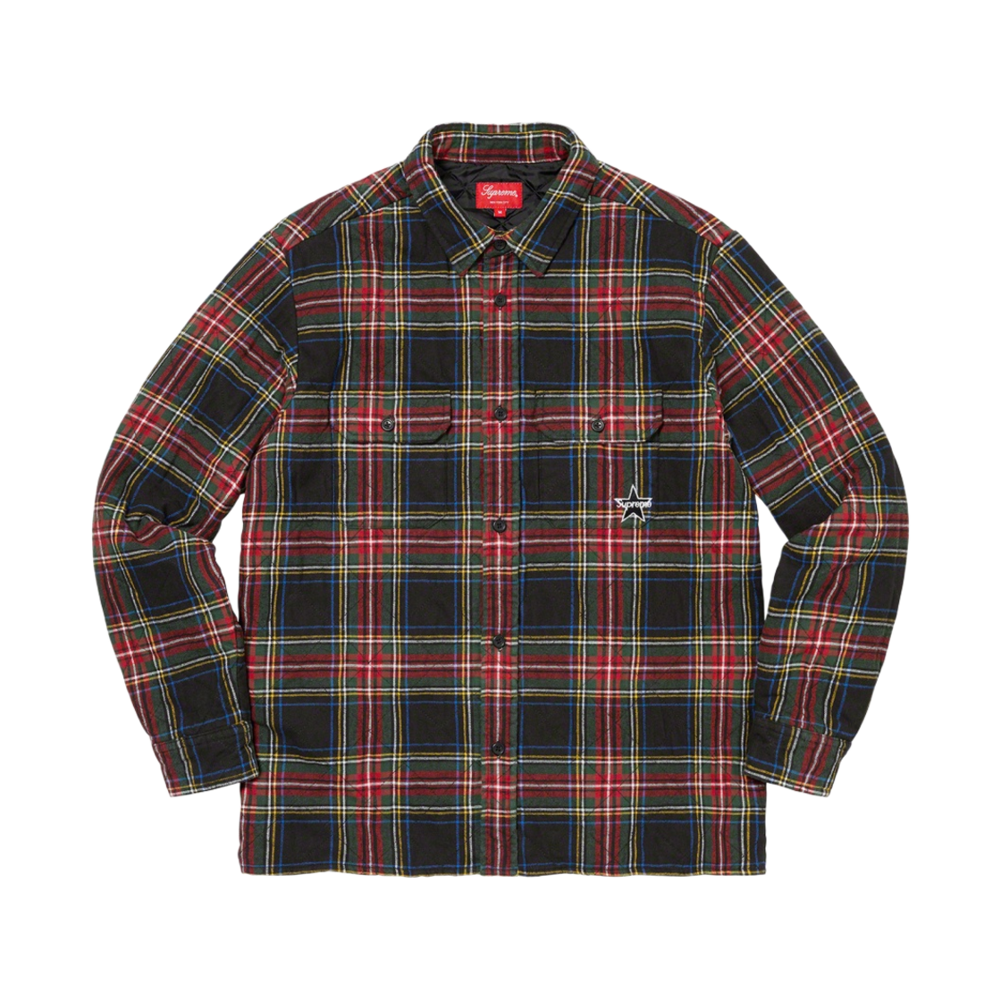 - Supreme Quilted Plaid Flannel Shirt Black - 21FW