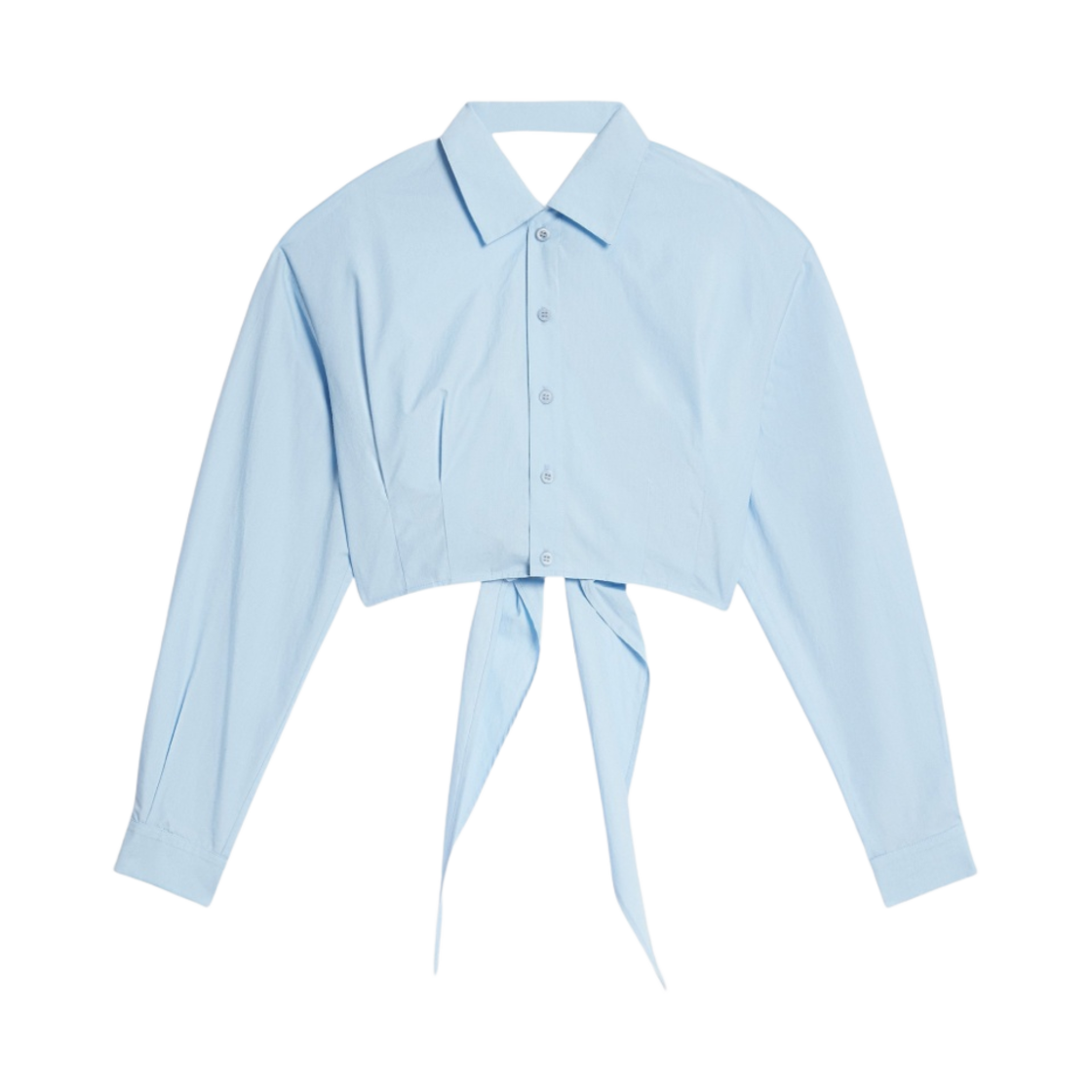 (W) 아미 크롭 랩어라운드 셔츠 스카이 블루((W) AMI Cropped Wraparound Shirt Sky Blue) - 1