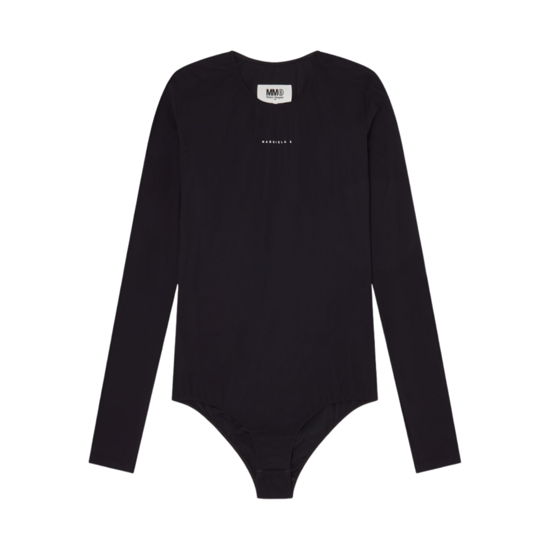 (W) MM6 메종 마르지엘라 하이넥 롱슬리브 바디수트 블랙((W) MM6 Maison Margiela High Neck Long Sleeve Bodysuit Black) - 1