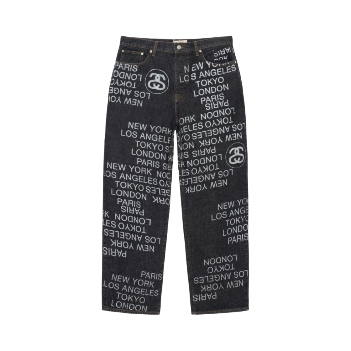 스투시 빅 올 진 시티 링크 데님 워시드 블랙