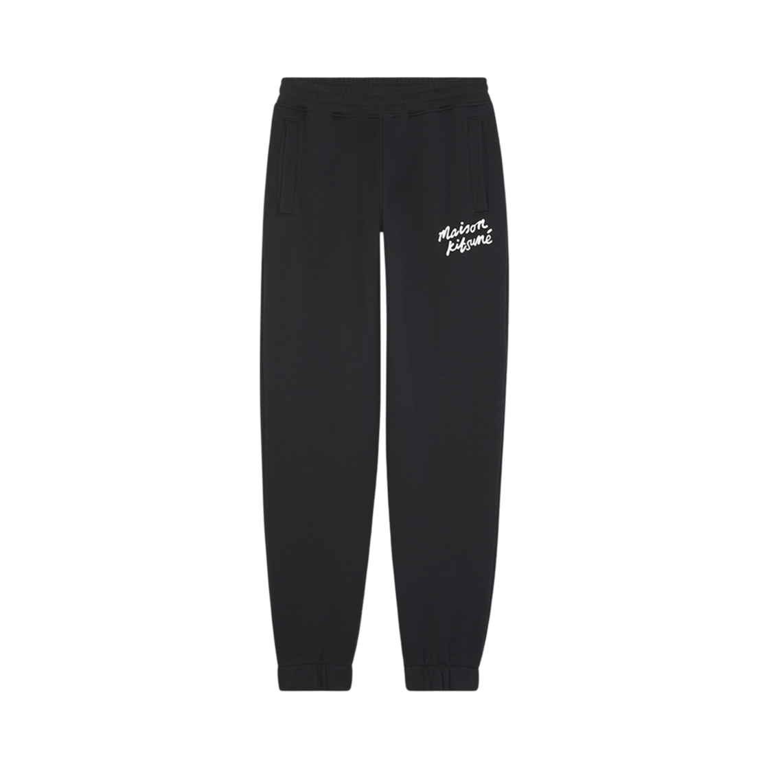 메종 키츠네 핸드라이팅 컴포트 조그 팬츠 블랙 화이트(Maison Kitsune Handwriting Comfort Jog Pants Black White)