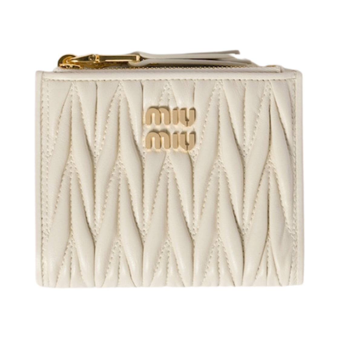 5ML024-AFPP-F0009 Miu Miu Small Matelasse Nappa Leather Wallet White