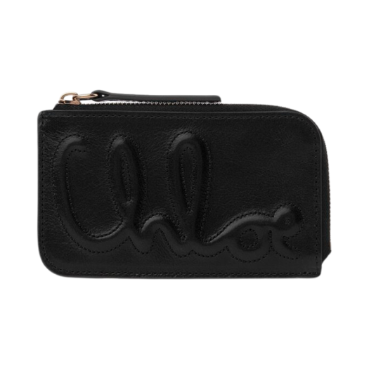 CHC24WP449O16001 Chloe C Shiny Calfskin Small Wallet Black